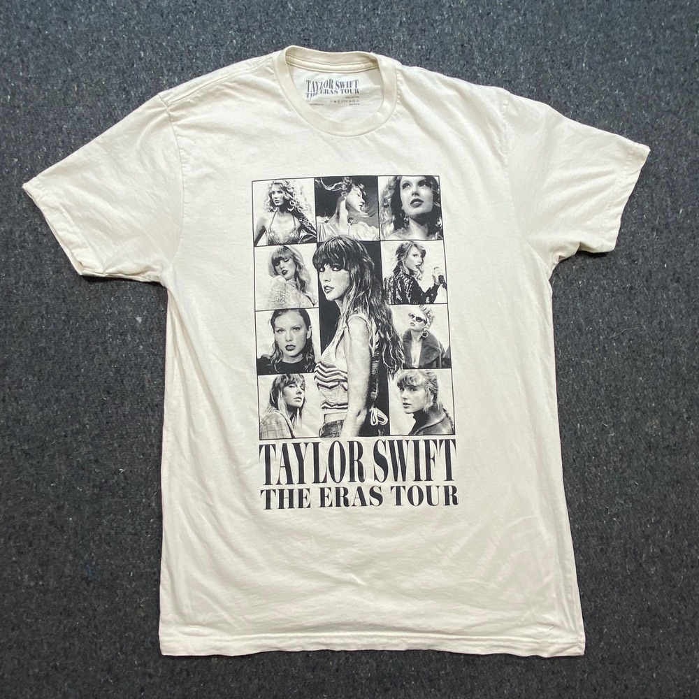 Taylor Swift The Eras Tour Shirt Large Unisex Beige Graphic Concert Tee 2023‎